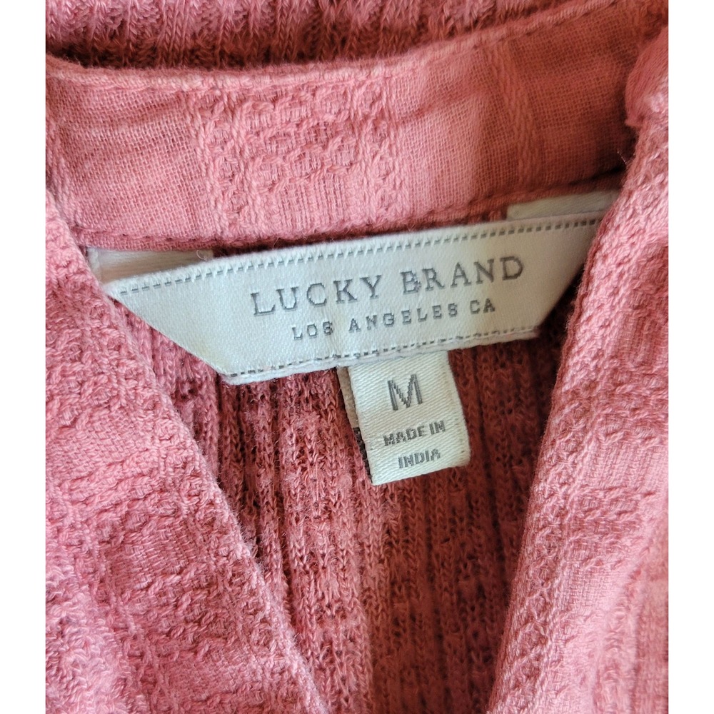 Lucky Brand Dusty Rose Thermal Knit Peasant Top - Picture 3 of 8